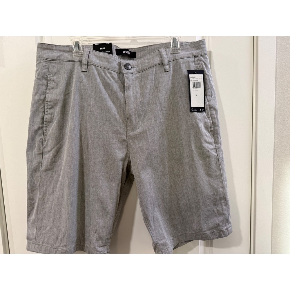 Mavi Mike Straight Chino Shorts Mens‎ 36 Grey Summer Stripe Cotton Stretch NWT